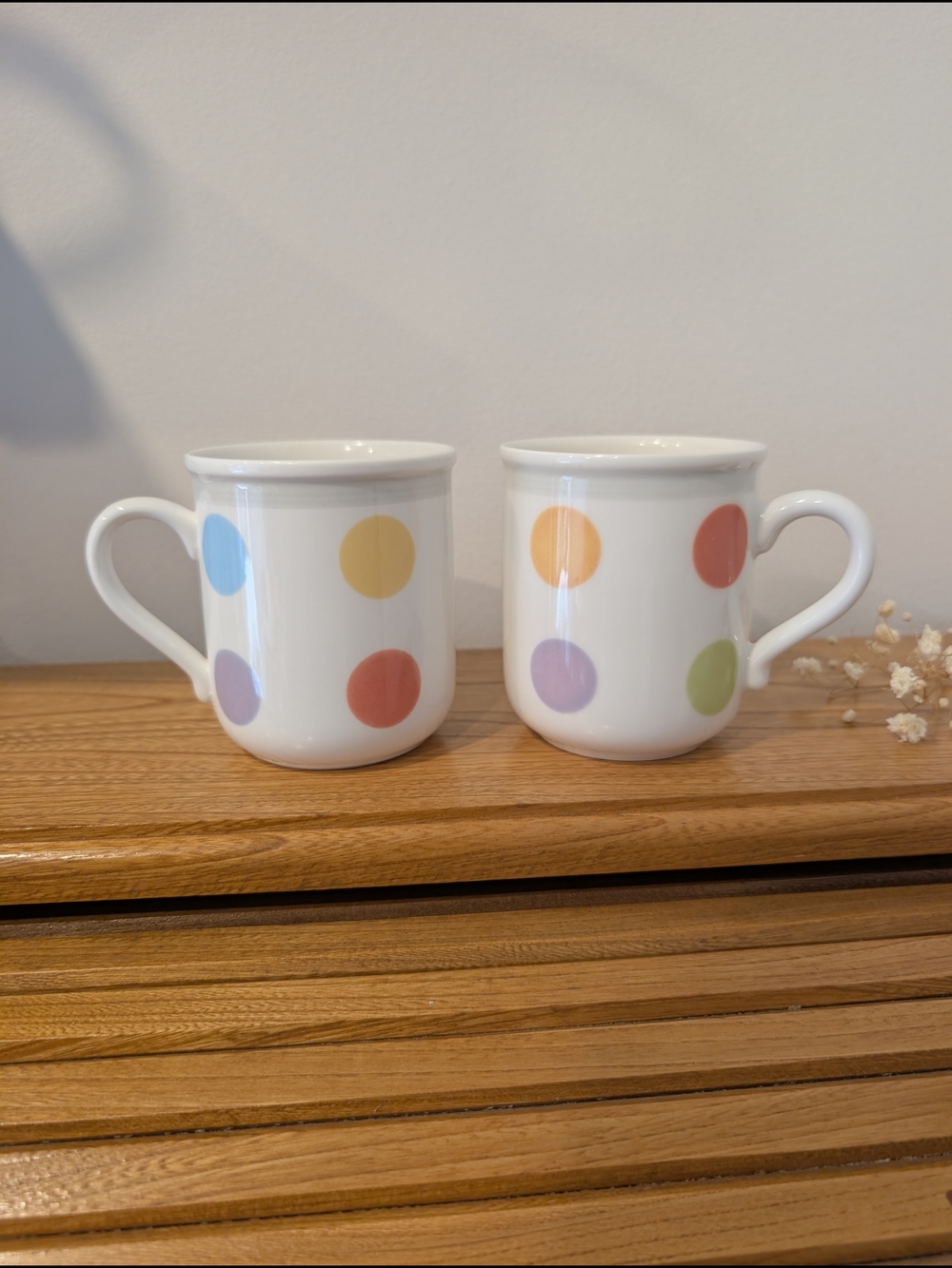 VTG Villeroy & Boch Bonjour Polka Dot Ceramic Mugs - Set of 2 - Picture 4 of 8